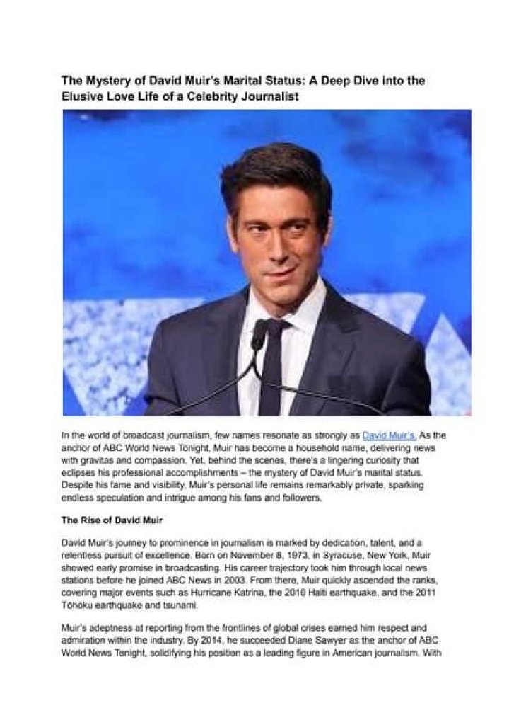 David Muir: A Deep Dive into His Personal Life