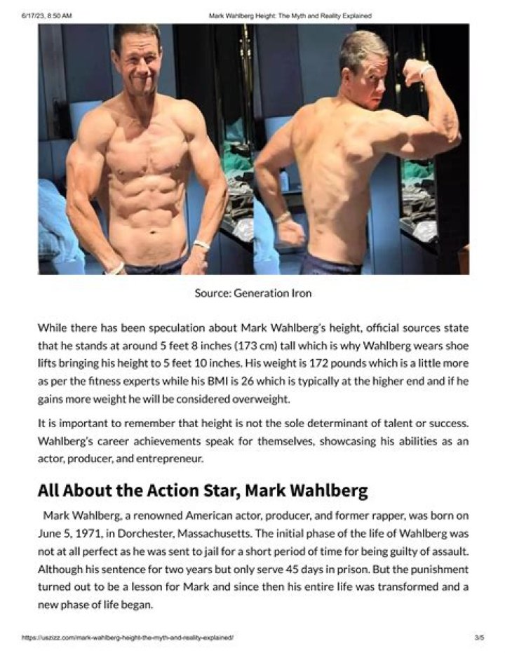 Mark Wahlberg Height: The Real Story Behind the Hollywood Star&rsquo;s Stature