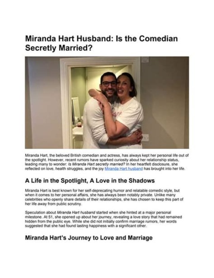 Miranda Hart Husband: Unraveling the Life of the Beloved Comedian