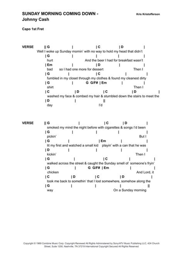 Sunday Morning Coming Down: Exploring the Lyrics and Story Behind the Classic Song